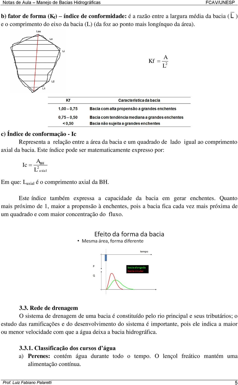 Este índice pode ser matematicamente expresso por: Ic 2 BH axial Em que: axial é o comprimento axial da BH. Este índice também expressa a capacidade da bacia em gerar enchentes.