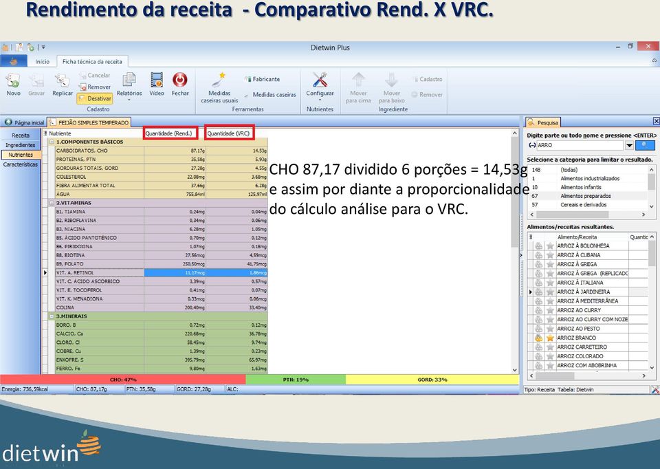 CHO 87,17 dividido 6 porções = 14,53g e