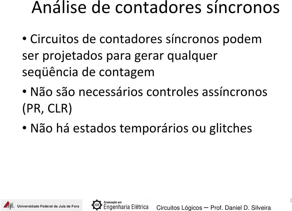 seqüência de contagem Não são necessários controles