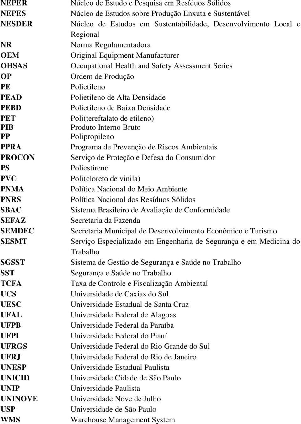 Original Equipment Manufacturer Occupational Health and Safety Assessment Series Ordem de Produção Polietileno Polietileno de Alta Densidade Polietileno de Baixa Densidade Poli(tereftalato de