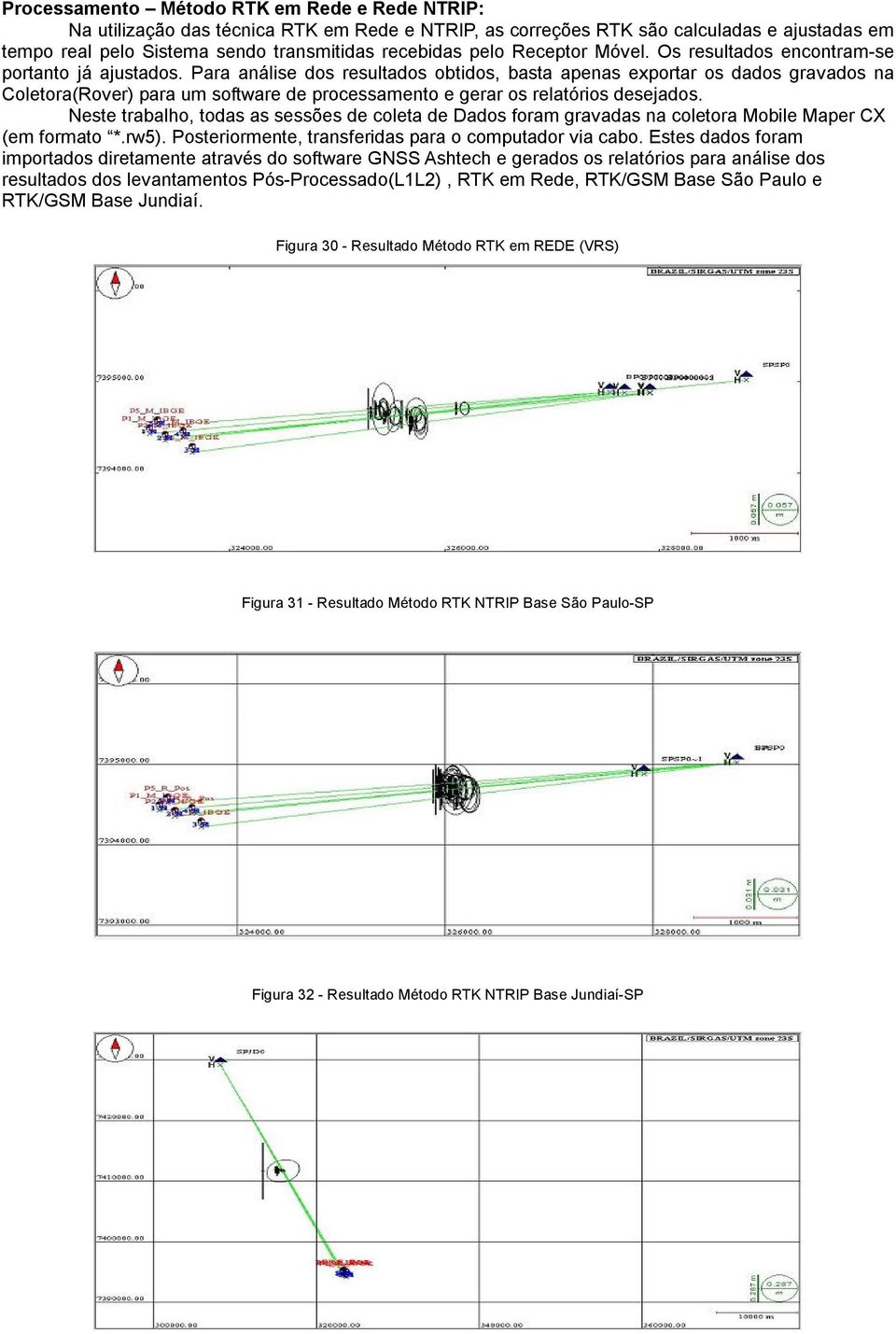 Para análise dos resultados obtidos, basta apenas exportar os dados gravados na Coletora(Rover) para um software de processamento e gerar os relatórios desejados.