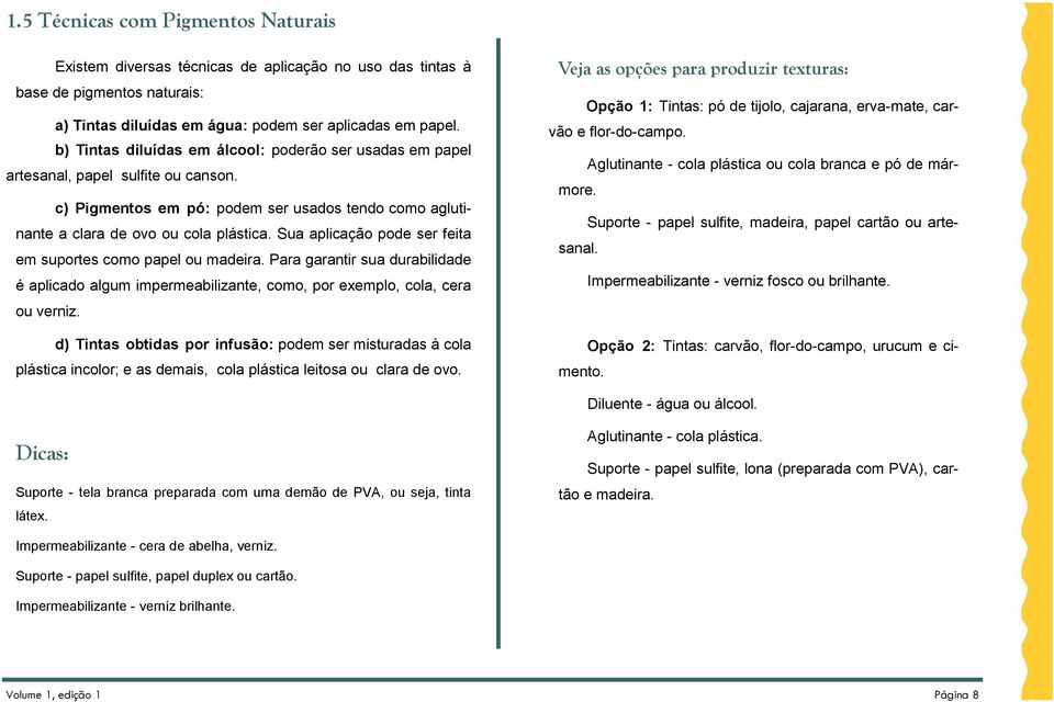 Sua aplicação pode ser feita em suportes como papel ou madeira. Para garantir sua durabilidade é aplicado algum impermeabilizante, como, por exemplo, cola, cera ou verniz.