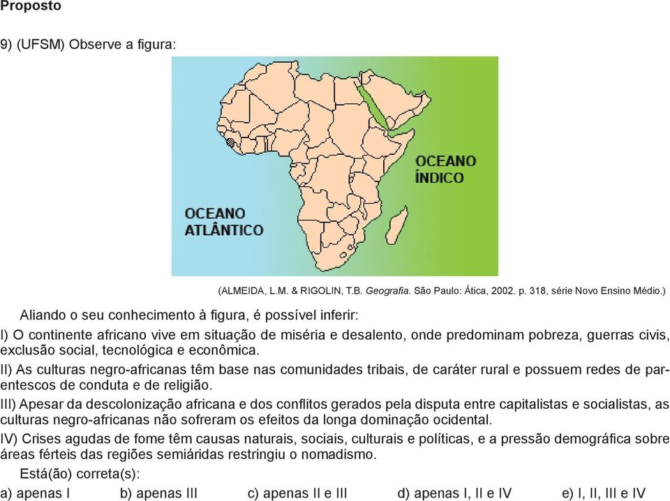 III) Apesar da descolonização africana e dos conflitos gerados pela disputa entre capitalistas e socialistas, as culturas negro-africanas não sofreram os efeitos da longa dominação ocidental.