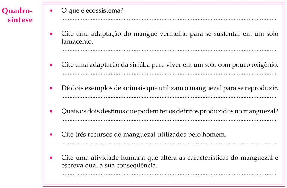 Dê dois exemplos de animais que utilizam o manguezal para se reproduzir.