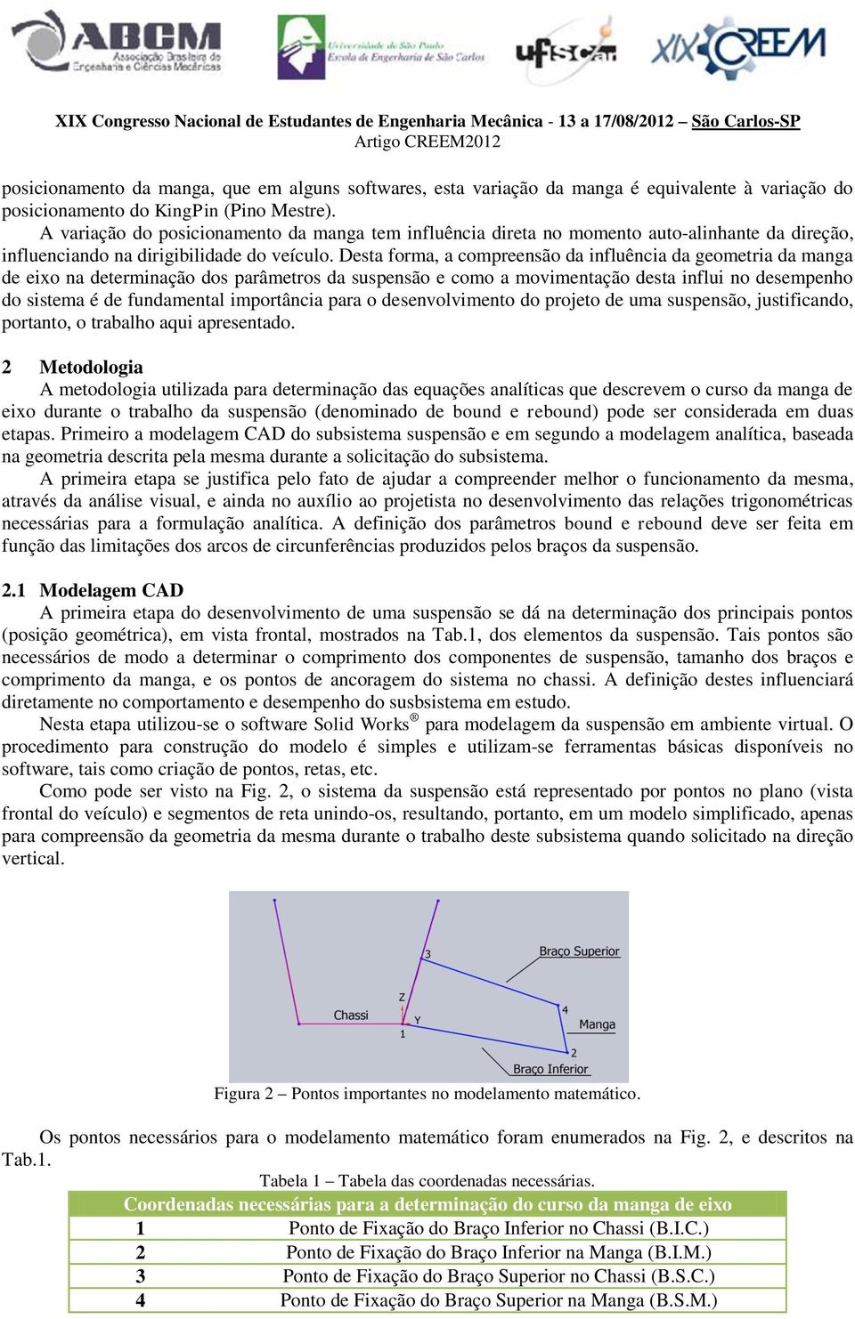 Desta forma, a compreensão da influência da geometria da manga de eixo na determinação dos parâmetros da suspensão e como a movimentação desta influi no desempenho do sistema é de fundamental