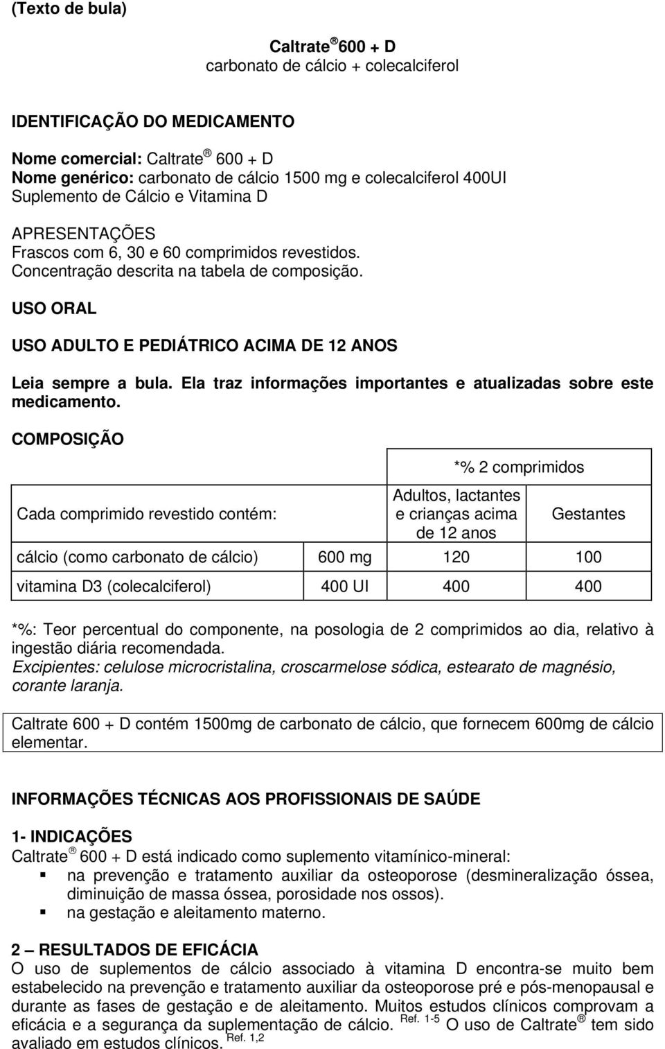 USO ORAL USO ADULTO E PEDIÁTRICO ACIMA DE 12 ANOS Leia sempre a bula. Ela traz informações importantes e atualizadas sobre este medicamento.