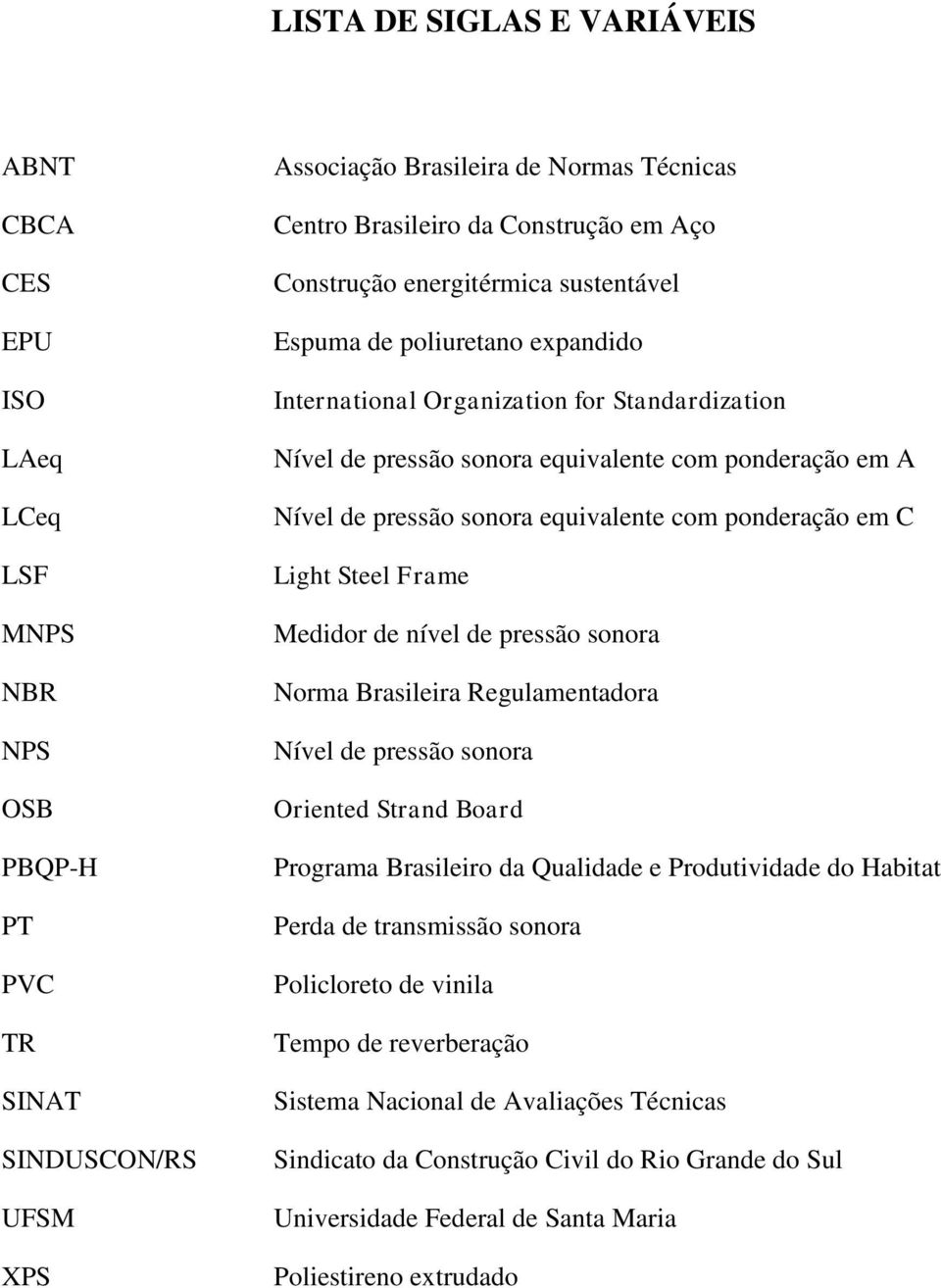 pressão sonora equivalente com ponderação em C Light Steel Frame Medidor de nível de pressão sonora Norma Brasileira Regulamentadora Nível de pressão sonora Oriented Strand Board Programa Brasileiro