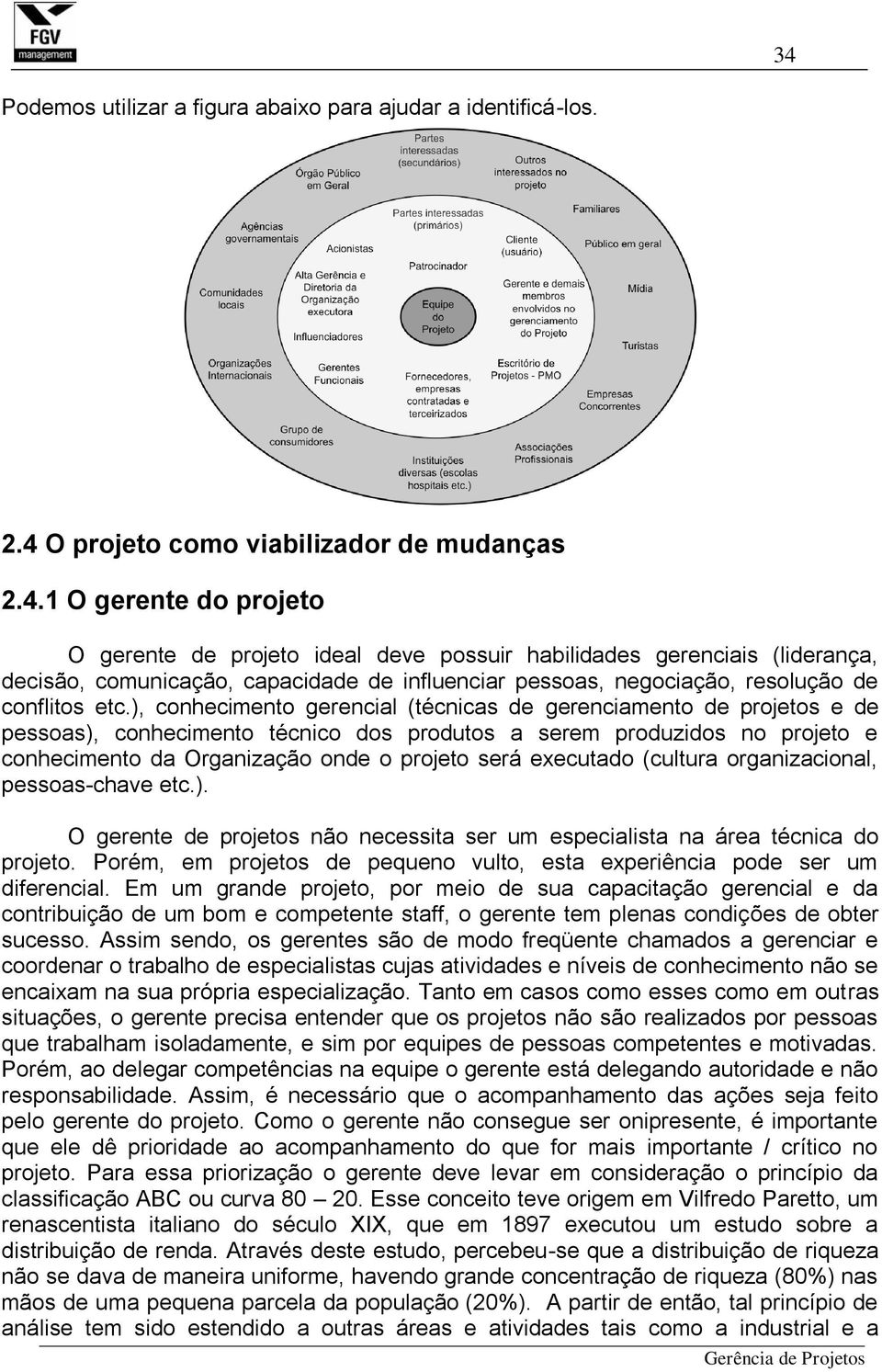 executado (cultura organizacional, pessoas-chave etc.). O gerente de projetos não necessita ser um especialista na área técnica do projeto.