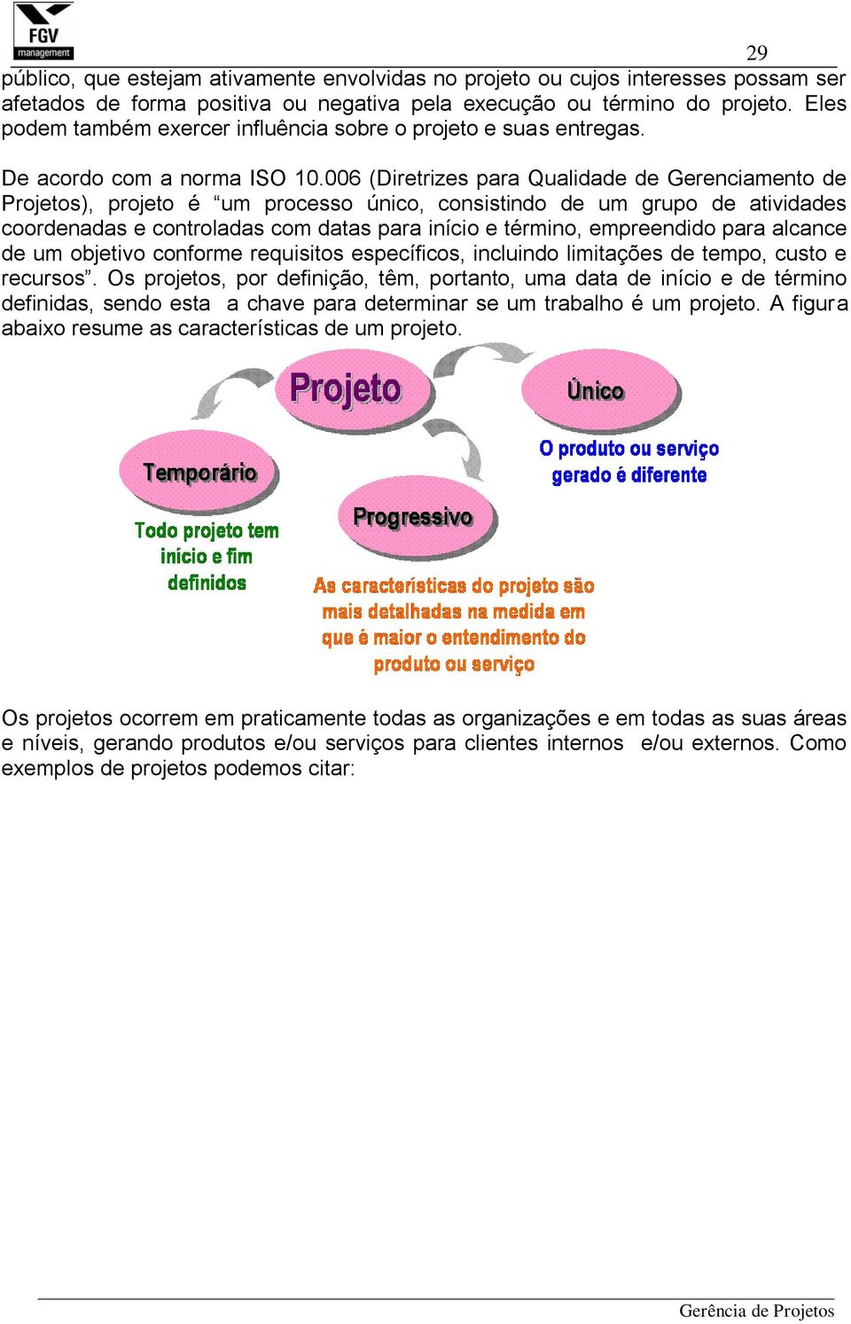 006 (Diretrizes para Qualidade de Gerenciamento de Projetos), projeto é um processo único, consistindo de um grupo de atividades coordenadas e controladas com datas para início e término, empreendido