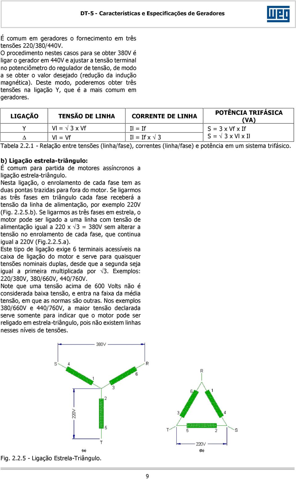 magnética). Deste modo, poderemos obter três tensões na ligação Y, que é a mais comum em geradores.