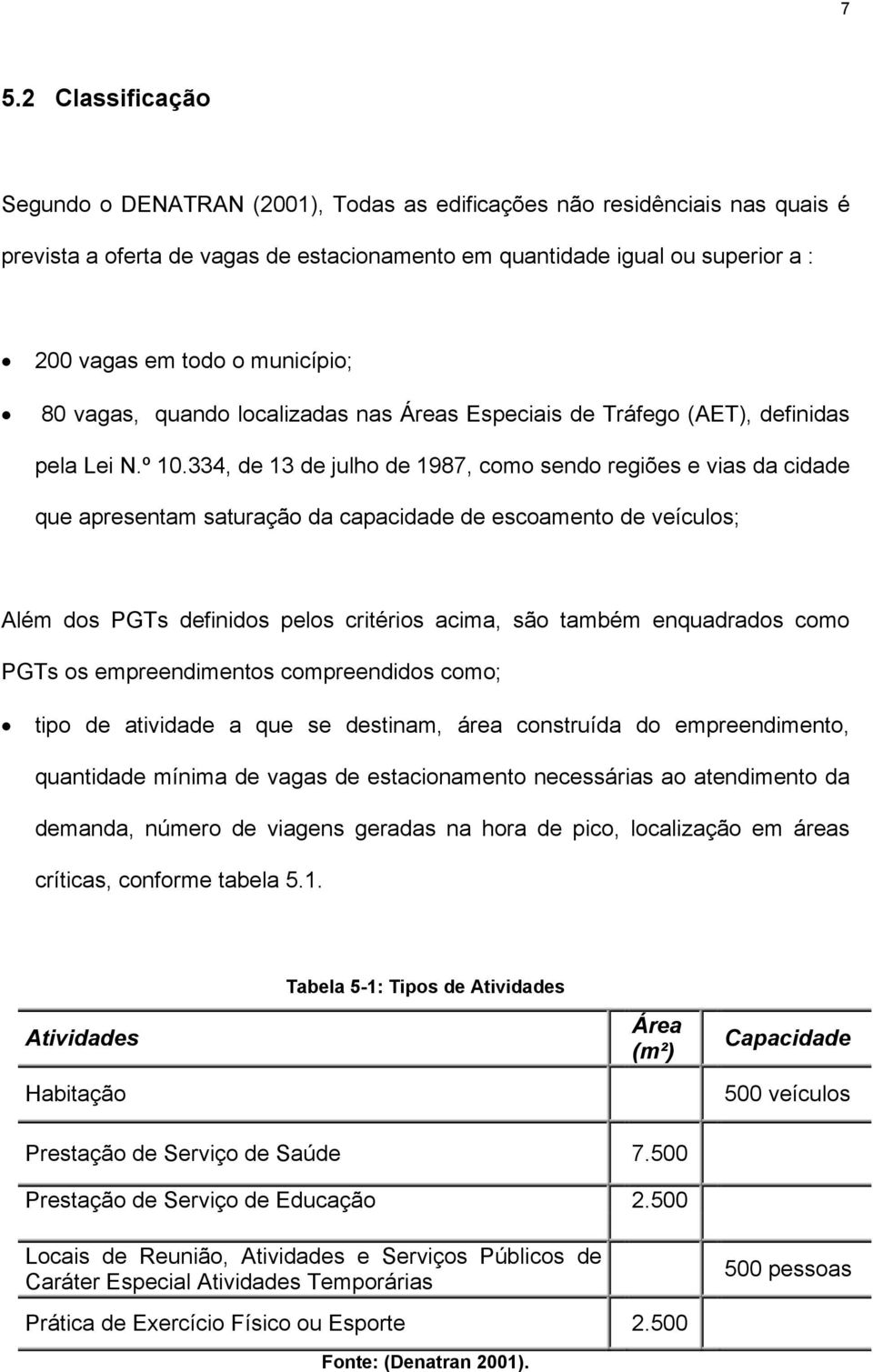 334, de 13 de julho de 1987, como sendo regiões e vias da cidade que apresentam saturação da capacidade de escoamento de veículos; Além dos PGTs definidos pelos critérios acima, são também