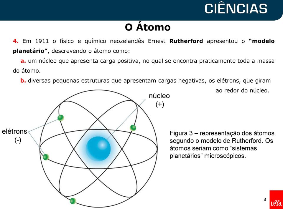 um núcleo que apresenta carga positiva, no qual se encontra praticamente toda a massa do átomo. b.