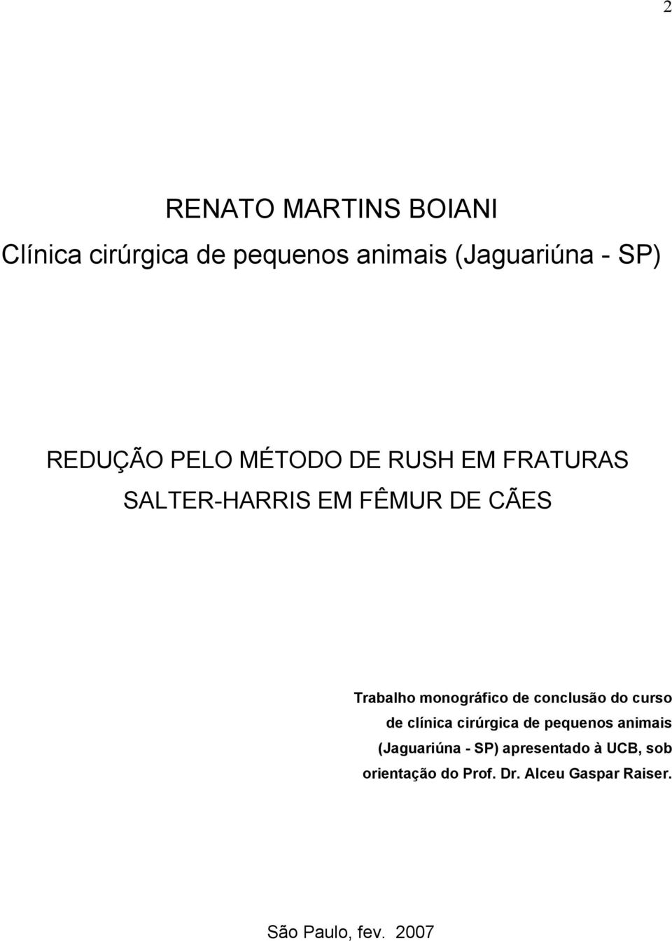 monográfico de conclusão do curso de clínica cirúrgica de pequenos animais