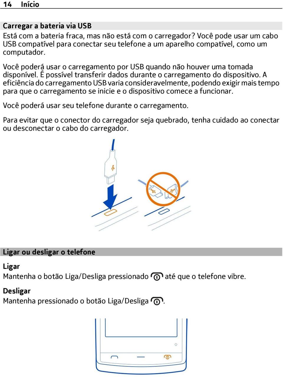 É possível transferir dados durante o carregamento do dispositivo.