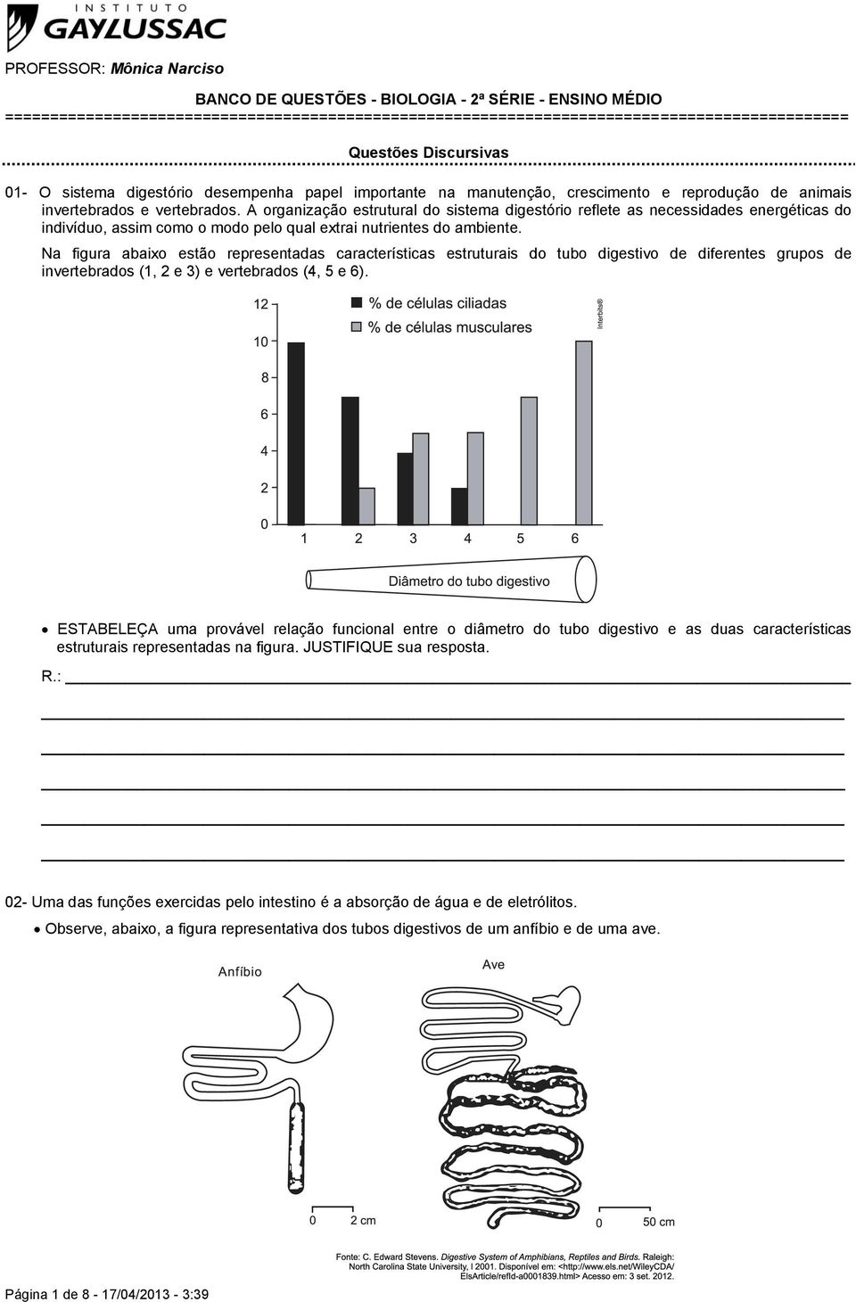 A organização estrutural do sistema digestório reflete as necessidades energéticas do indivíduo, assim como o modo pelo qual extrai nutrientes do ambiente.