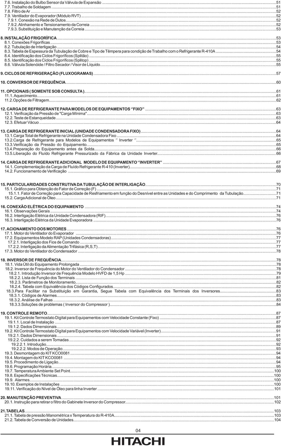 ..54 8.4. Identificação dos Ciclos Frigoríficos (Splitão)...55 8.5. Identificação dos Ciclos Frigoríficos (Splitop)...55 8.6. Válvula Solenóide / Filtro Secador / Visor de Líquido....55 9.