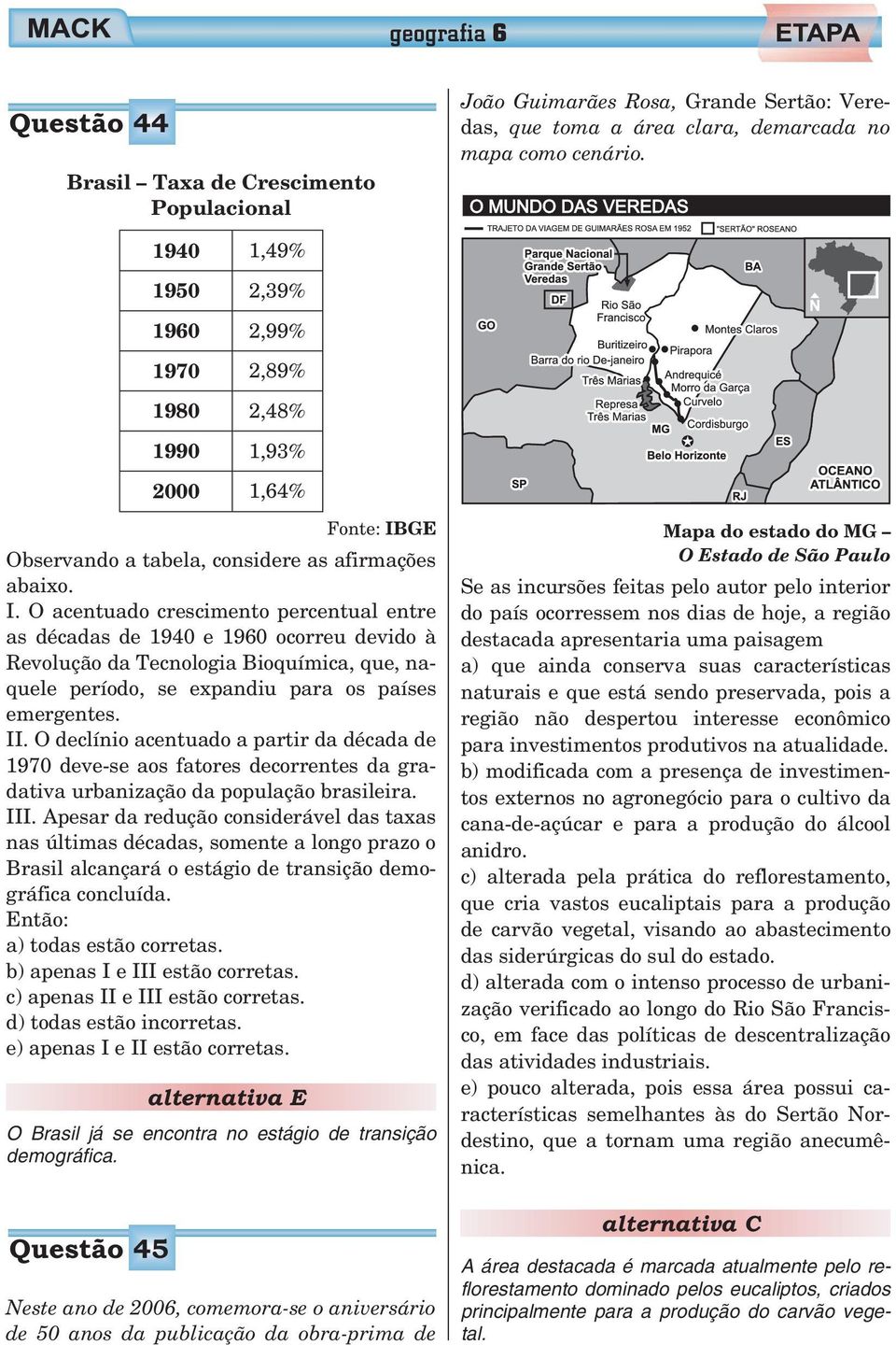 GE Observando a tabela, considere as afirmações abaixo. I.