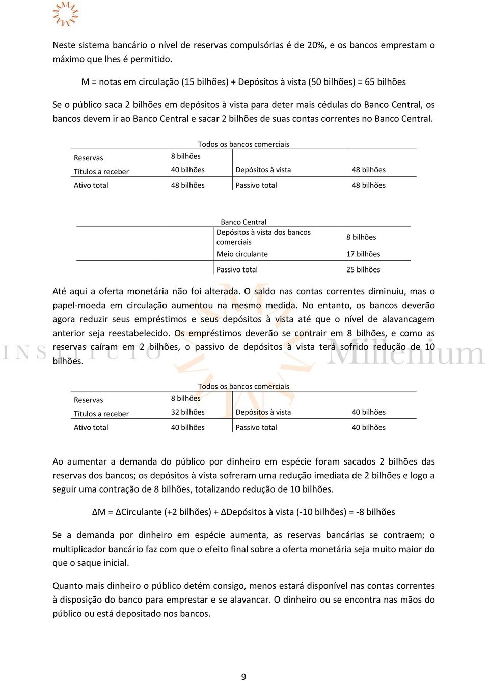 Banco Central e sacar 2 bilhões de suas contas correntes no Banco Central.