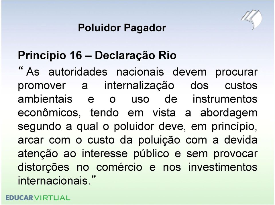 abordagem segundo a qual o poluidor deve, em princípio, arcar com o custo da poluição com a