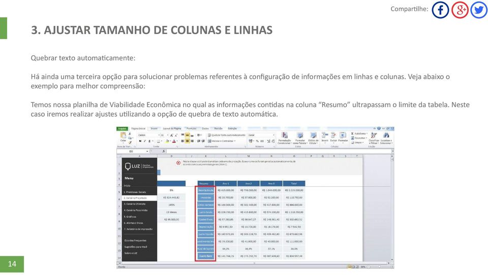 Veja abaixo o exemplo para melhor compreensão: Temos nossa planilha de Viabilidade Econômica no qual as