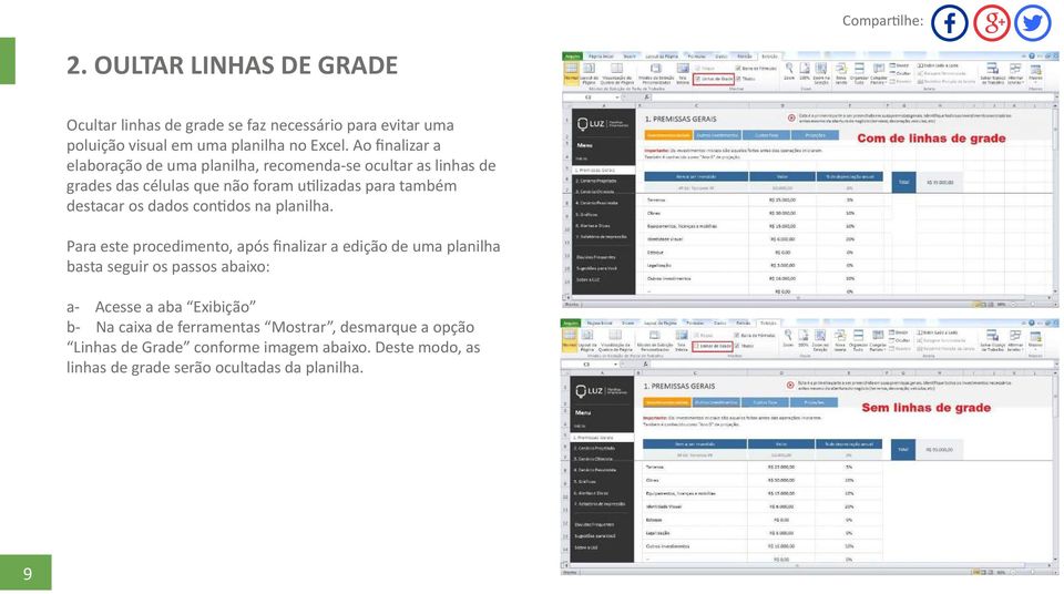 os dados contidos na planilha.