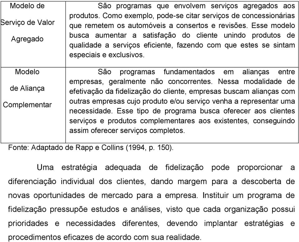 Esse modelo busca aumentar a satisfação do cliente unindo produtos de qualidade a serviços eficiente, fazendo com que estes se sintam especiais e exclusivos.