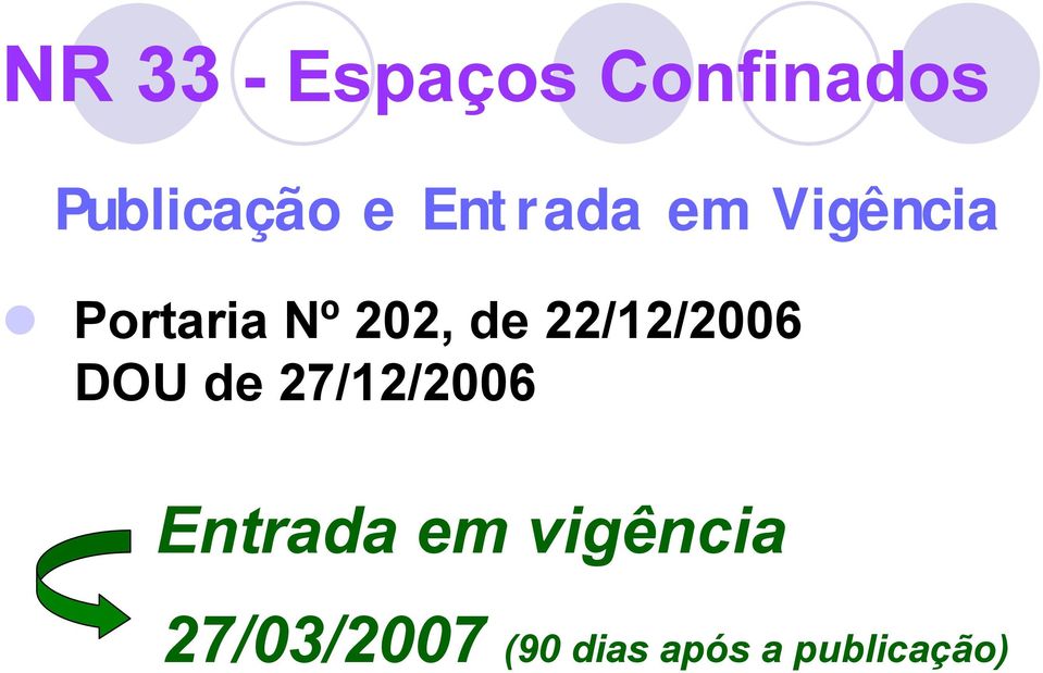 de 27/12/2006 Entrada em vigência