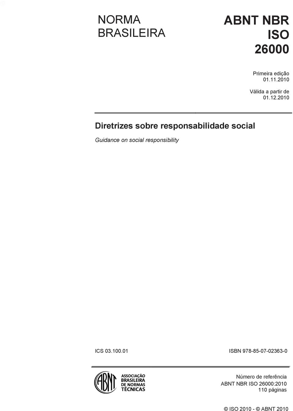 2010 Diretrizes sobre responsabilidade social Guidance on social