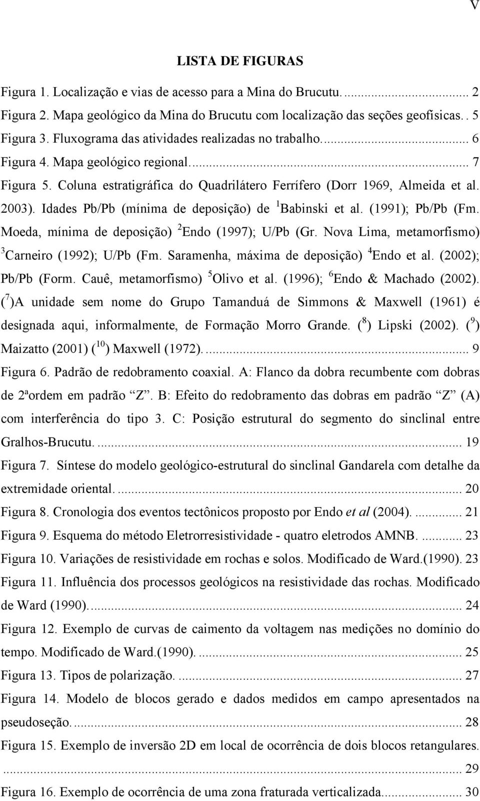 Idades Pb/Pb (mínima de deposição) de 1 Babinski et al. (1991); Pb/Pb (Fm. Moeda, mínima de deposição) 2 Endo (1997); U/Pb (Gr. Nova Lima, metamorfismo) 3 Carneiro (1992); U/Pb (Fm.