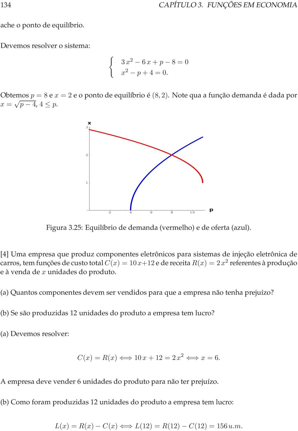 [4] Uma empresa que produz componentes eletrônicos para sistemas de injeção eletrônica de carros,temfunçõesdecustototal C() = 10+12edereceita R() = 2 2 referentesàprodução eàvendade unidadesdoproduto.