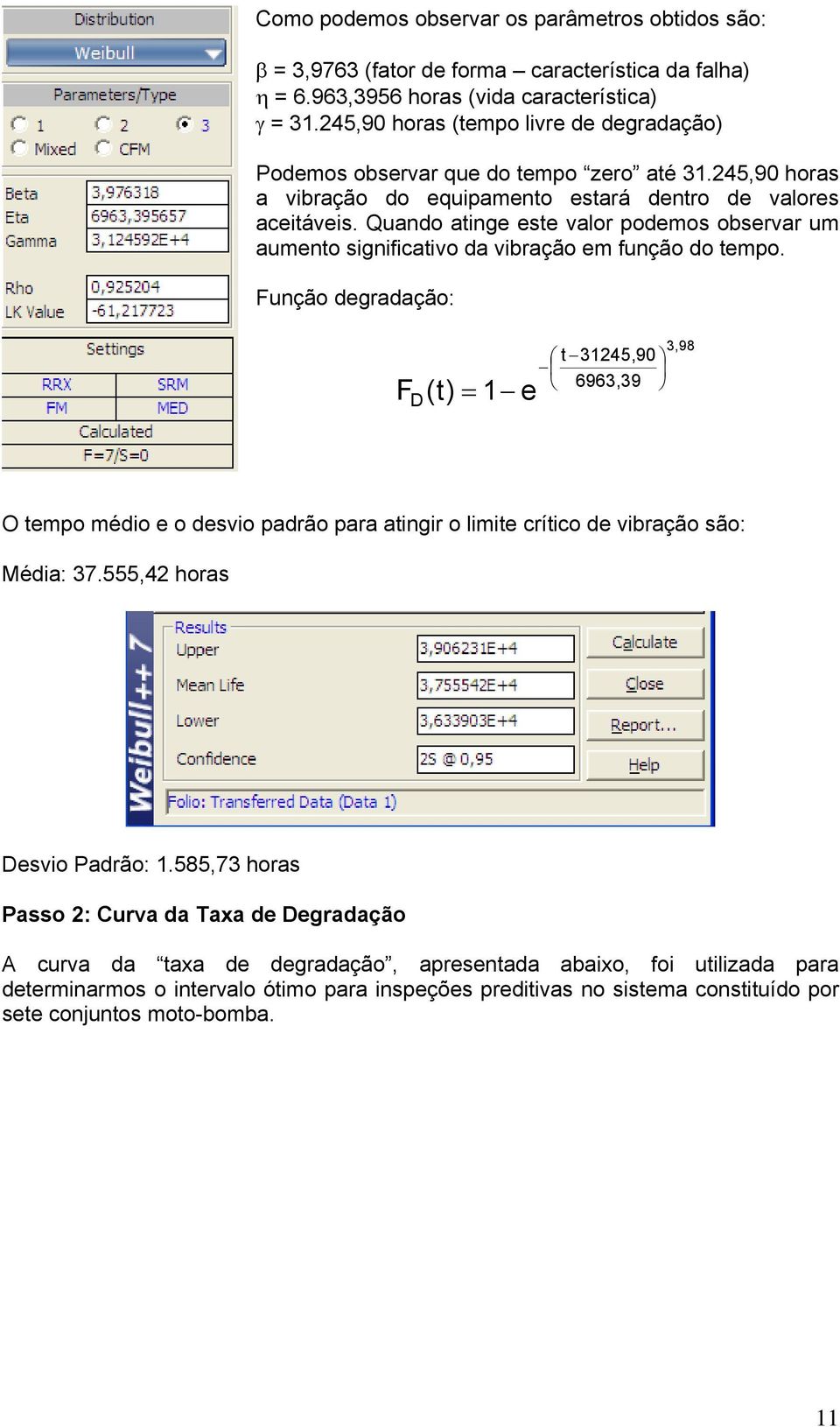 Quando atinge este valor podemos observar um aumento significativo da vibração em função do tempo.