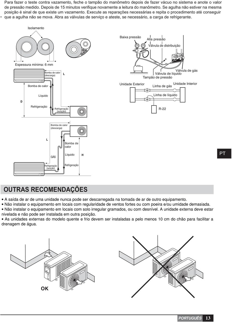 Abra as válvulas de serviço e ateste, se necessário, a carga de refrigerante.