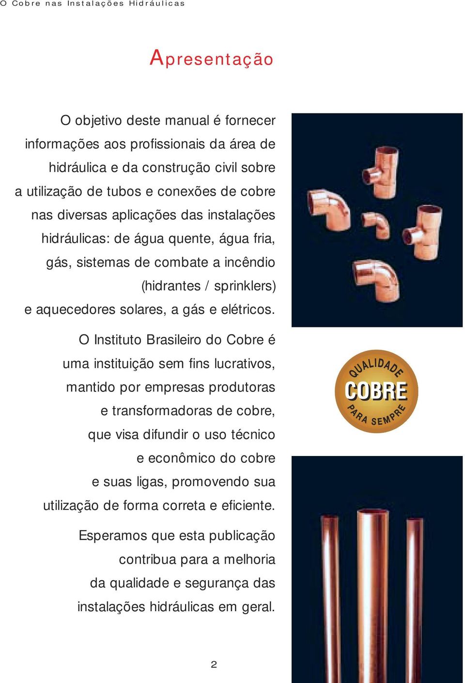 O Instituto Brasileiro do Cobre é uma instituição sem fins lucrativos, mantido por empresas produtoras e transformadoras de cobre, que visa difundir o uso técnico e econômico do