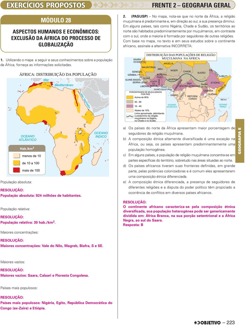 Em alguns países, tais como Nigéria, Chade e Sudão, os territórios ao norte são habitados predominantemente por muçulmanos, em contraste com o sul, onde a maioria é formada por seguidores de outras