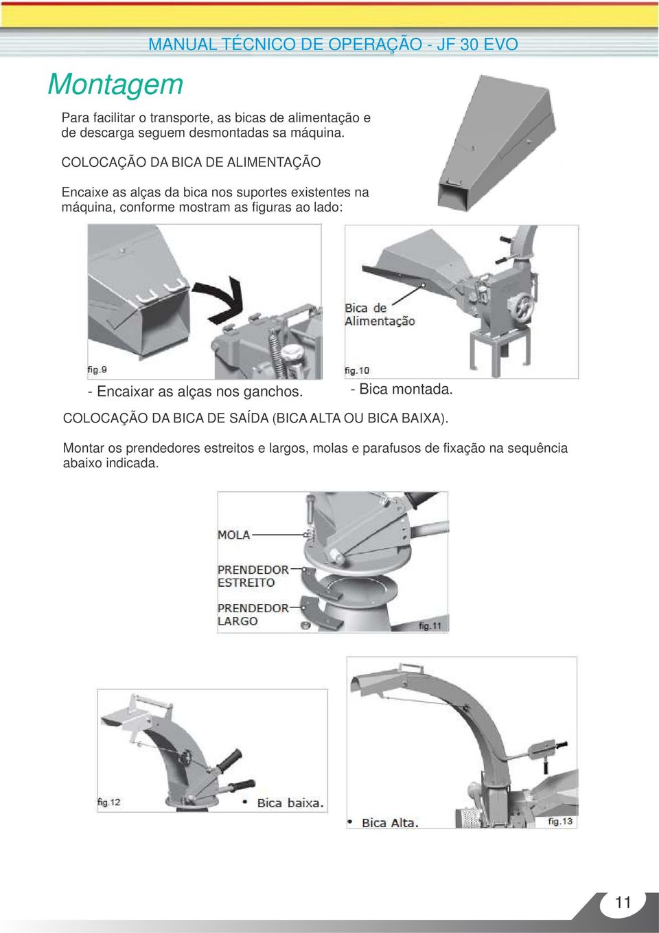 COLOCAÇÃO DA BICA DE ALIMENTAÇÃO Encaixe as alças da bica nos suportes existentes na máquina, conforme mostram as