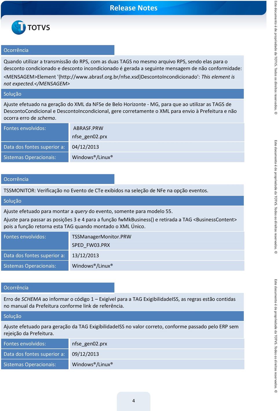 </mensagem> Ajuste efetuado na geração do XML da NFSe de Belo Horizonte - MG, para que ao utilizar as TAGS de DescontoCondicional e DescontoIncondicional, gere corretamente o XML para envio à