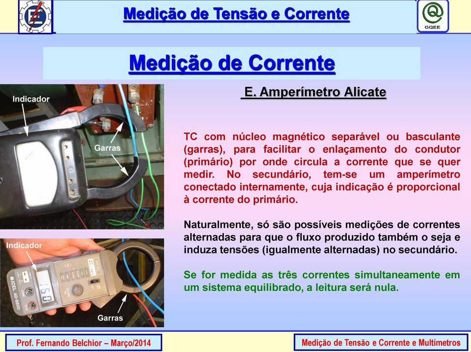 circula a corrente que se quer medir.