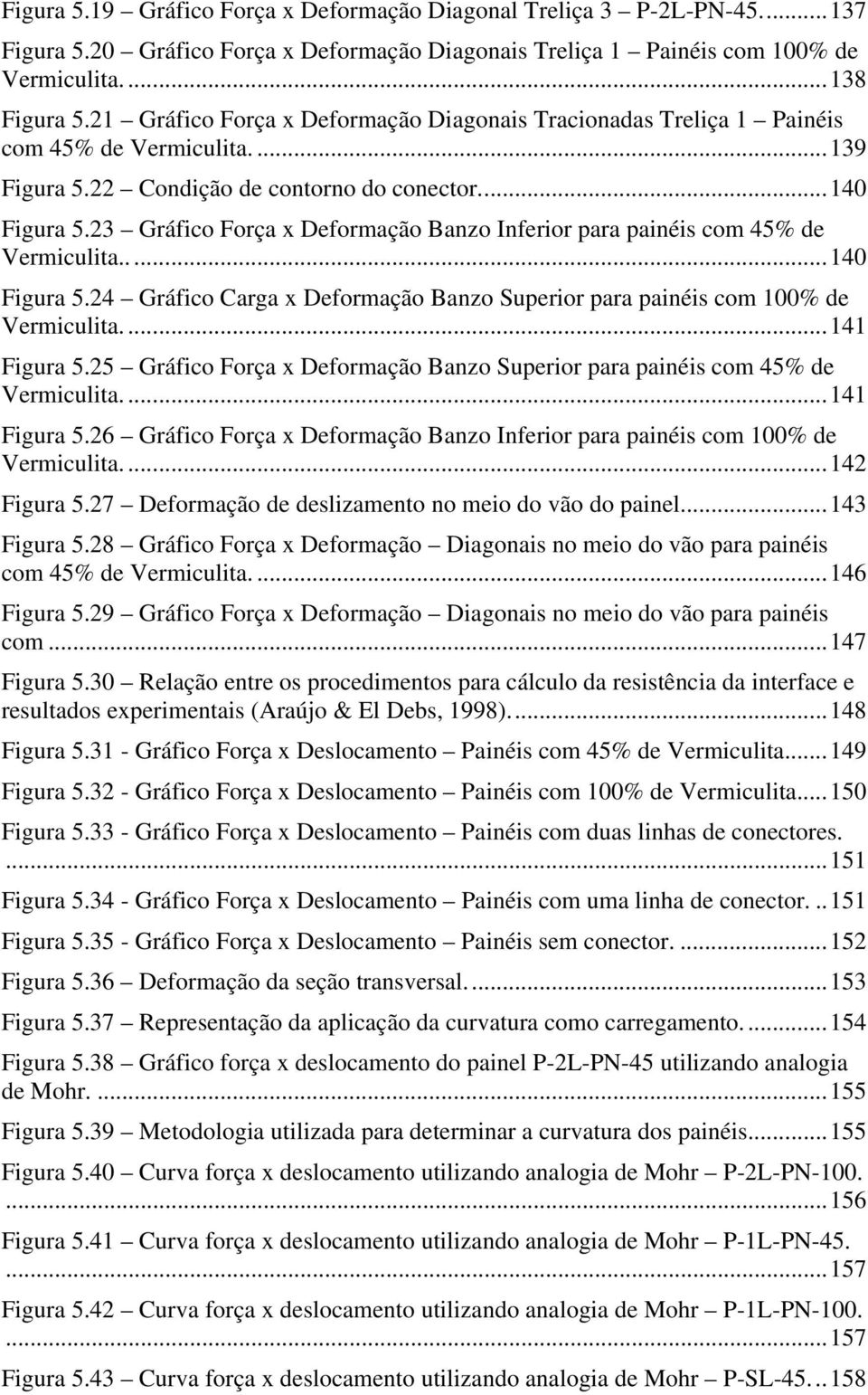 23 Gráfico Força x Deformação Banzo Inferior para painéis com 45% de Vermiculita.....14 Figura 5.24 Gráfico Carga x Deformação Banzo Superior para painéis com 1% de Vermiculita....141 Figura 5.