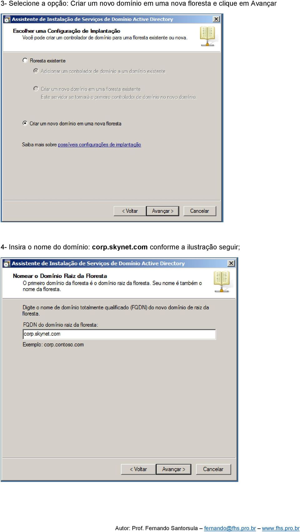 em Avançar 4- Insira o nome do domínio: