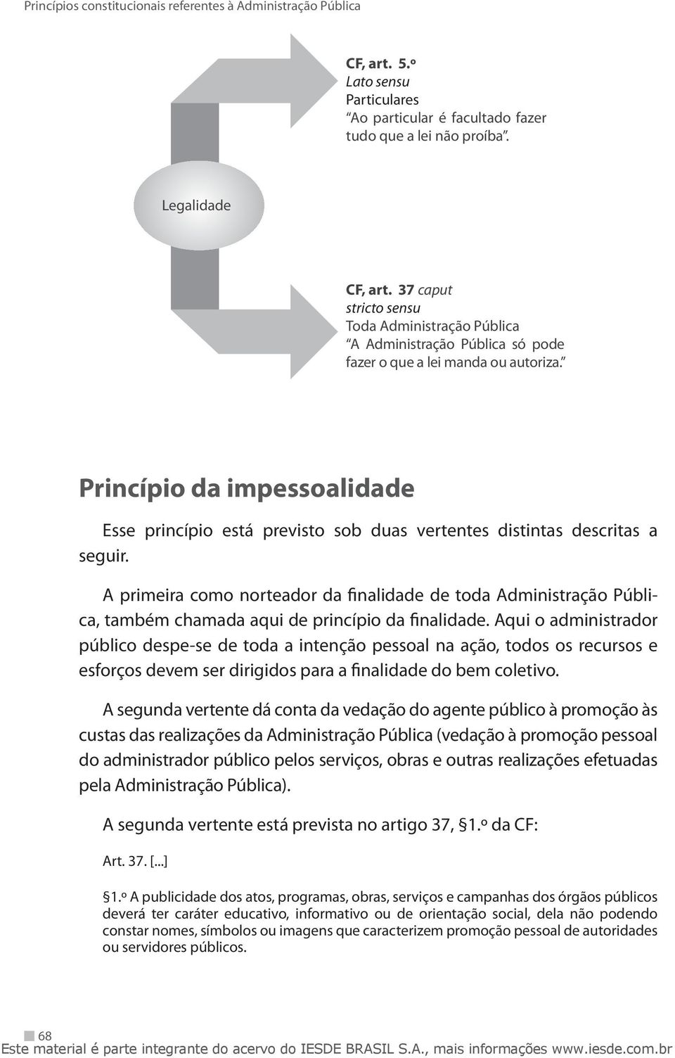 Princípio da impessoalidade Esse princípio está previsto sob duas vertentes distintas descritas a seguir.