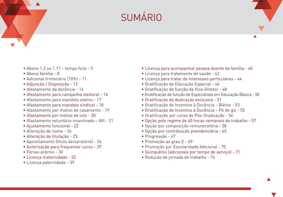 - 17 Afastamento para mandato sindical - 18 Afastamento por motivo de casamento - 19 Afastamento por motivo de luto - 20 Afastamento voluntário incentivado - AVI - 21 Ajustamento funcional - 22