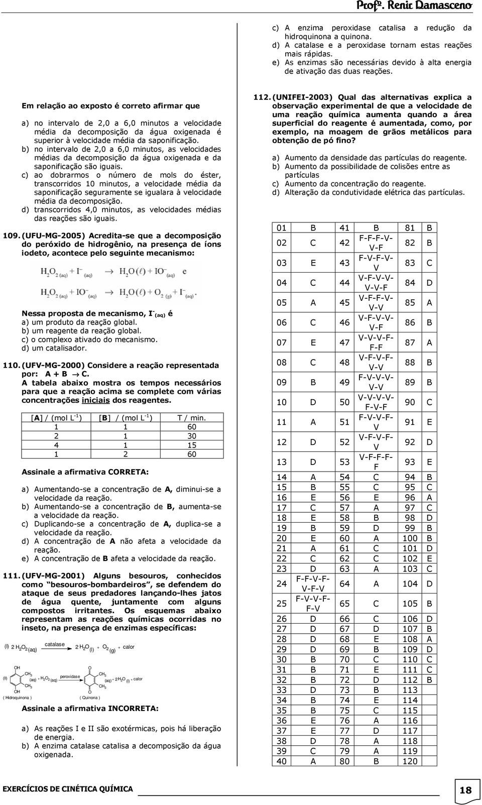 Em relação ao exposto é correto afirmar que a) no intervalo de 2,0 a 6,0 minutos a velocidade média da decomposição da água oxigenada é superior à velocidade média da saponificação.