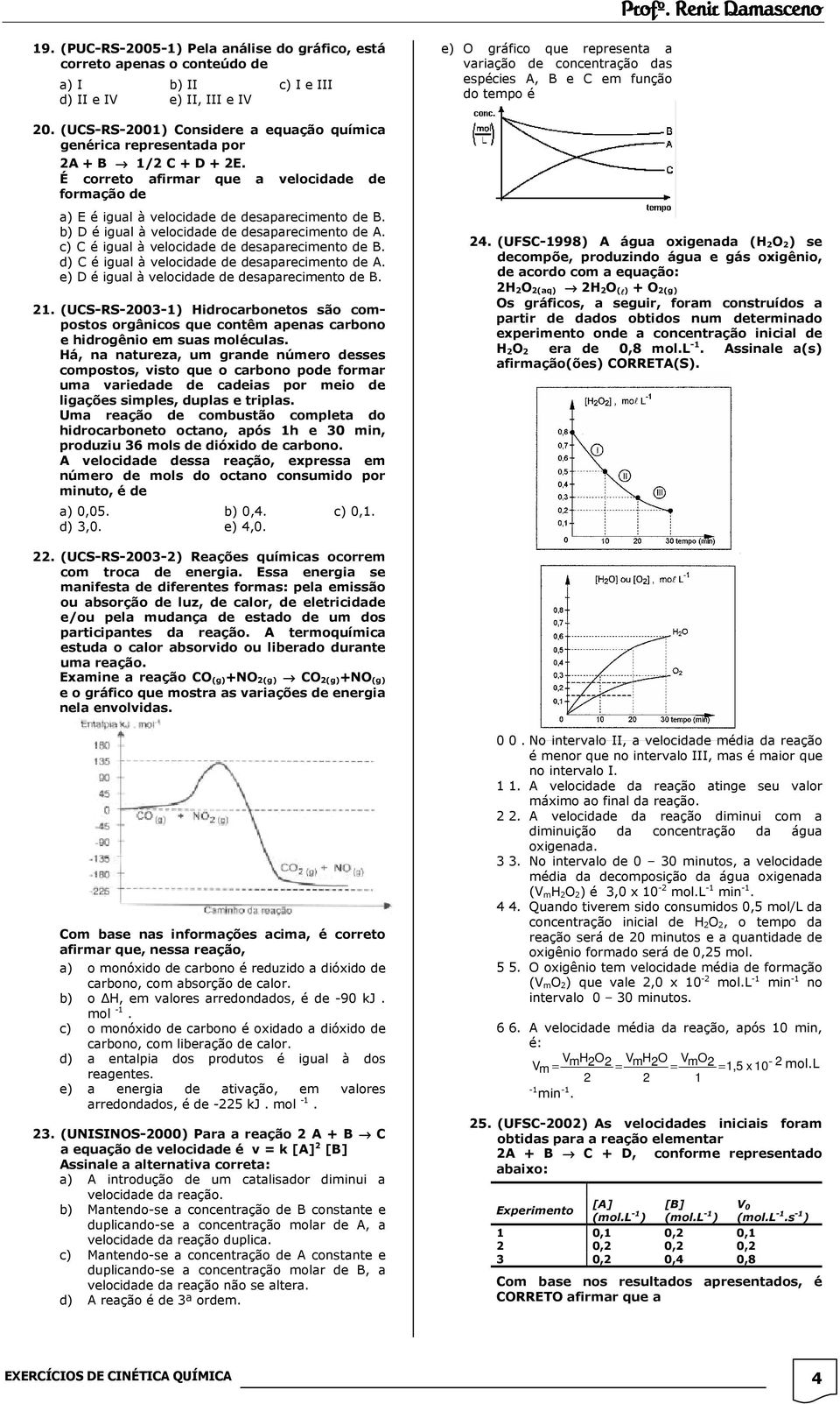 b) D é igual à velocidade de desaparecimento de A. c) C é igual à velocidade de desaparecimento de B. d) C é igual à velocidade de desaparecimento de A.