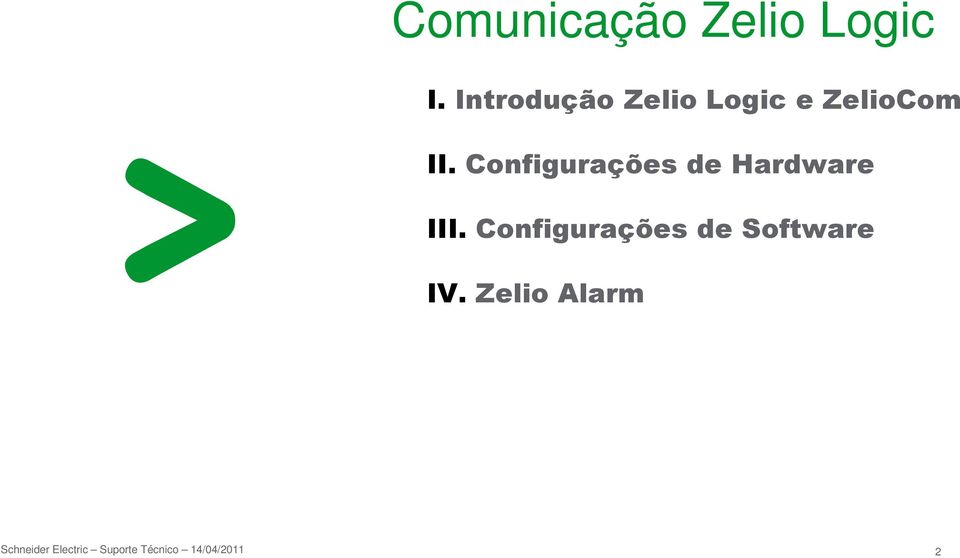 II. Configurações de Hardware III.