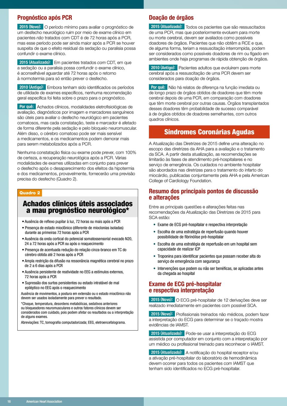 2015 (Atualizado): Em pacientes tratados com CDT, em que a sedação ou a paralisia possa confundir o exame clínico, é aconselhável aguardar até 72 horas após o retorno à normotermia para só então