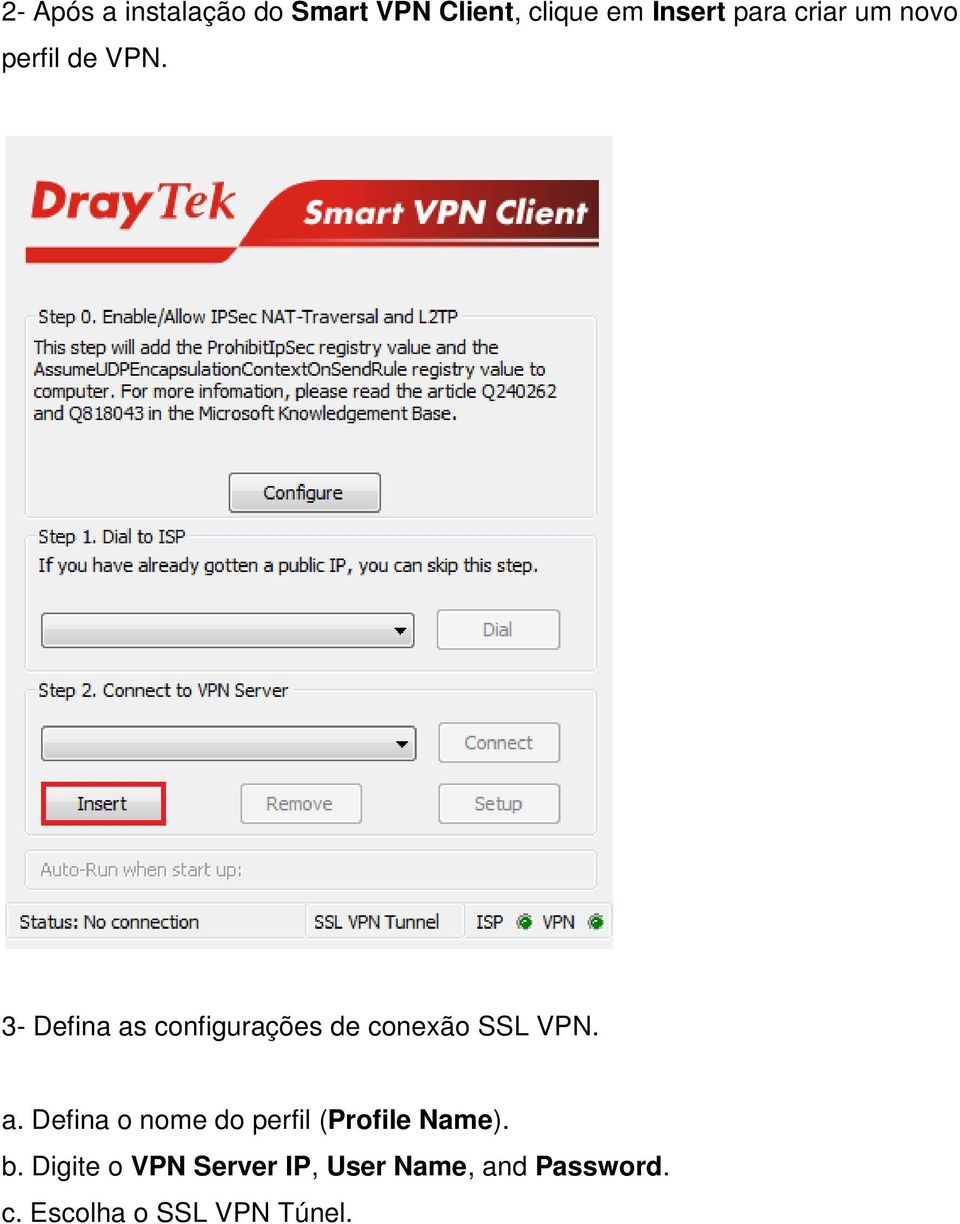 3- Defina as configurações de conexão SSL VPN. a. Defina o nome do perfil (Profile Name).