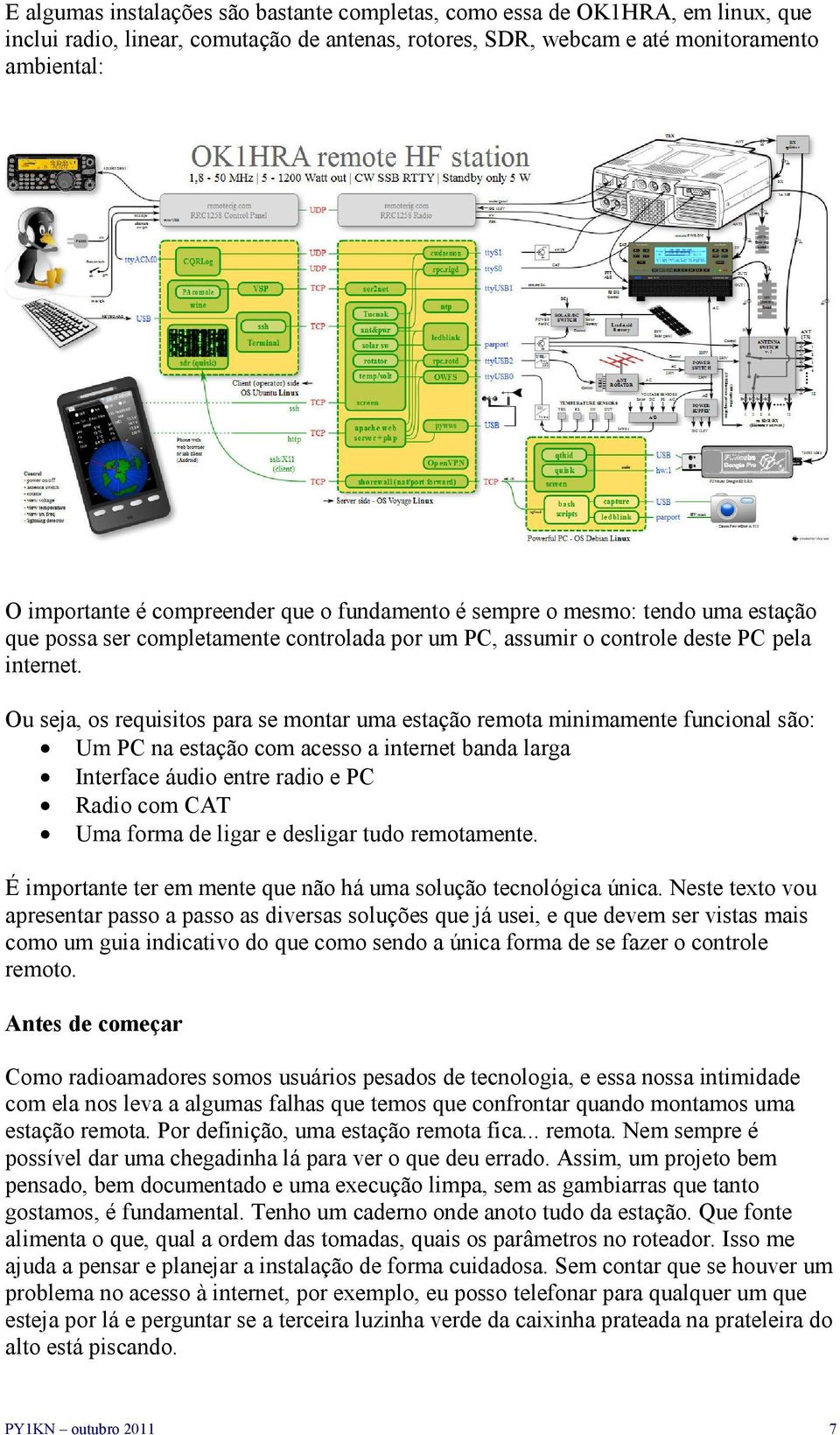 Ou seja, os requisitos para se montar uma estação remota minimamente funcional são: Um PC na estação com acesso a internet banda larga Interface áudio entre radio e PC Radio com CAT Uma forma de