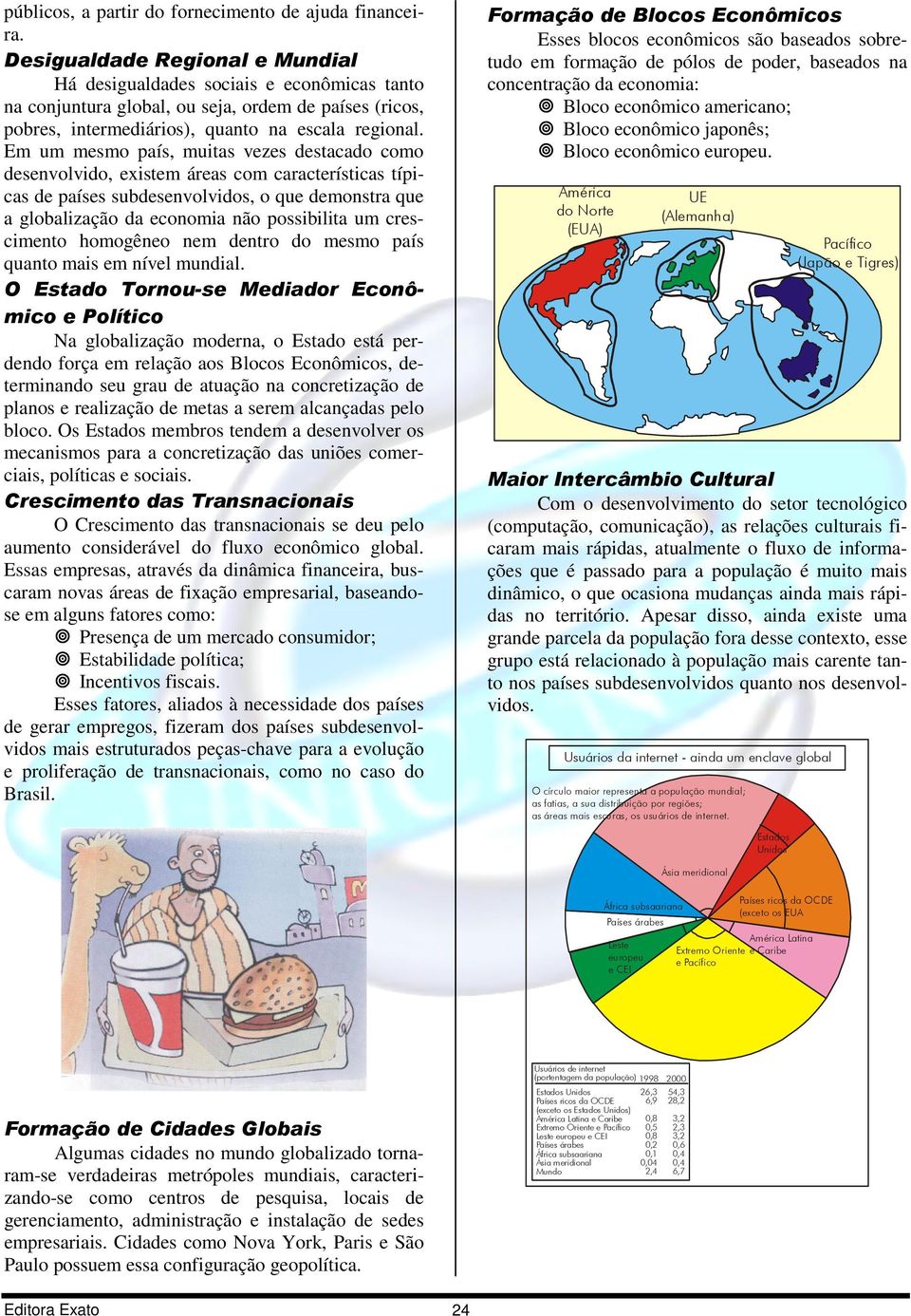 Em um mesmo país, muitas vezes destacado como desenvolvido, existem áreas com características típicas de países subdesenvolvidos, o que demonstra que a globalização da economia não possibilita um