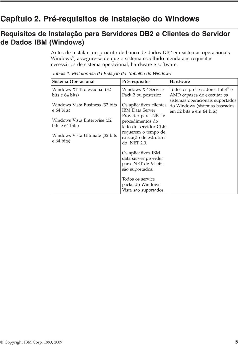 operacionais Windows, assegure-se de que o sistema escolhido atenda aos requisitos necessários de sistema operacional, hardware e software. Tabela 1.