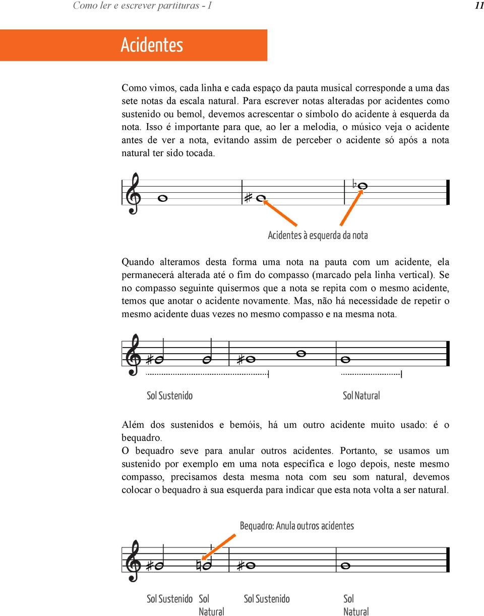 Isso é importante para que, ao ler a melodia, o músico veja o acidente antes de ver a nota, evitando assim de perceber o acidente só após a nota natural ter sido tocada.